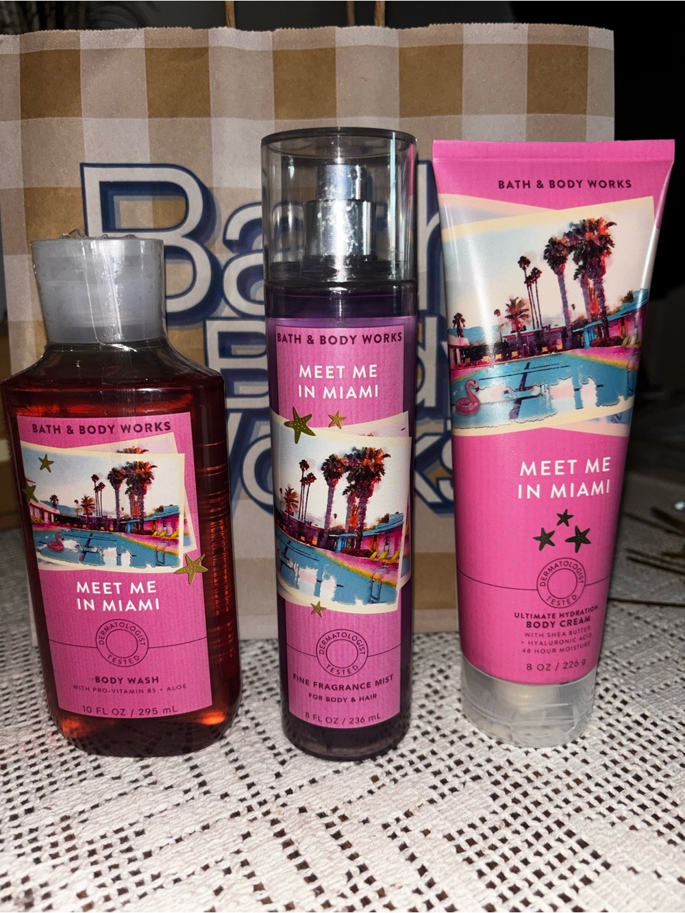 (2026) Bath & Body Works Meet Me in Miami Pink Body Care Trio